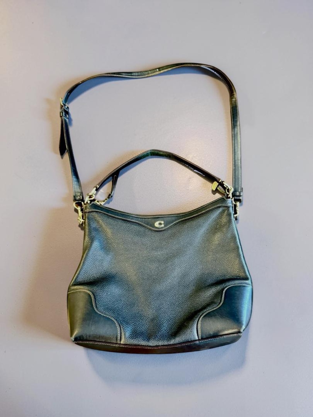 Coach Black Pebbled Leather Hobo Shoulder Bag with Detachable Strap - Picture 16 of 16